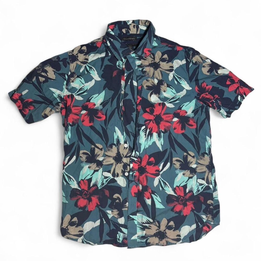Banana Republic men's multicoloured floral button up shirt Size L Slim Fit Shirt